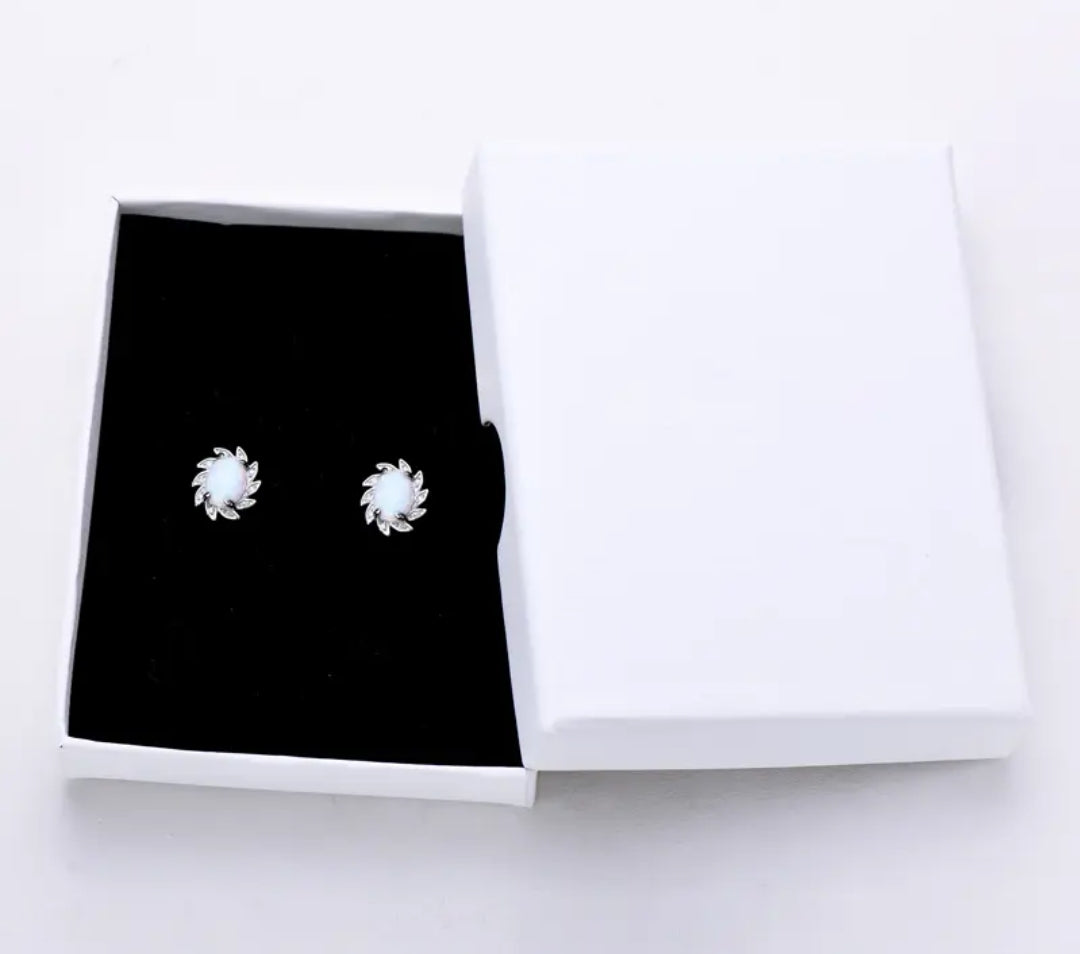 6*8mm flower shape Synthetic Opal earrings