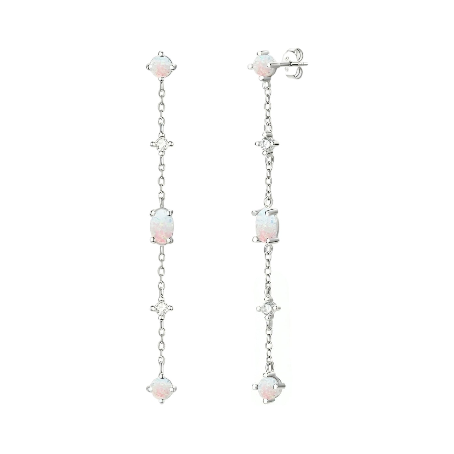 Long chain Synthetic Opal earrings