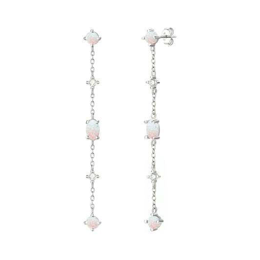 Long chain Synthetic Opal earrings