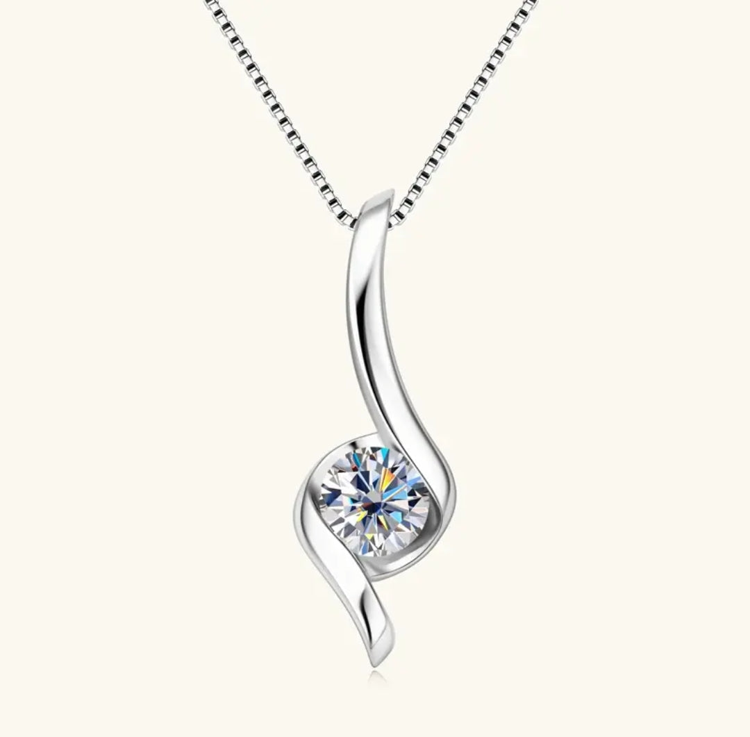 1ct twist Moissanite pendant necklace