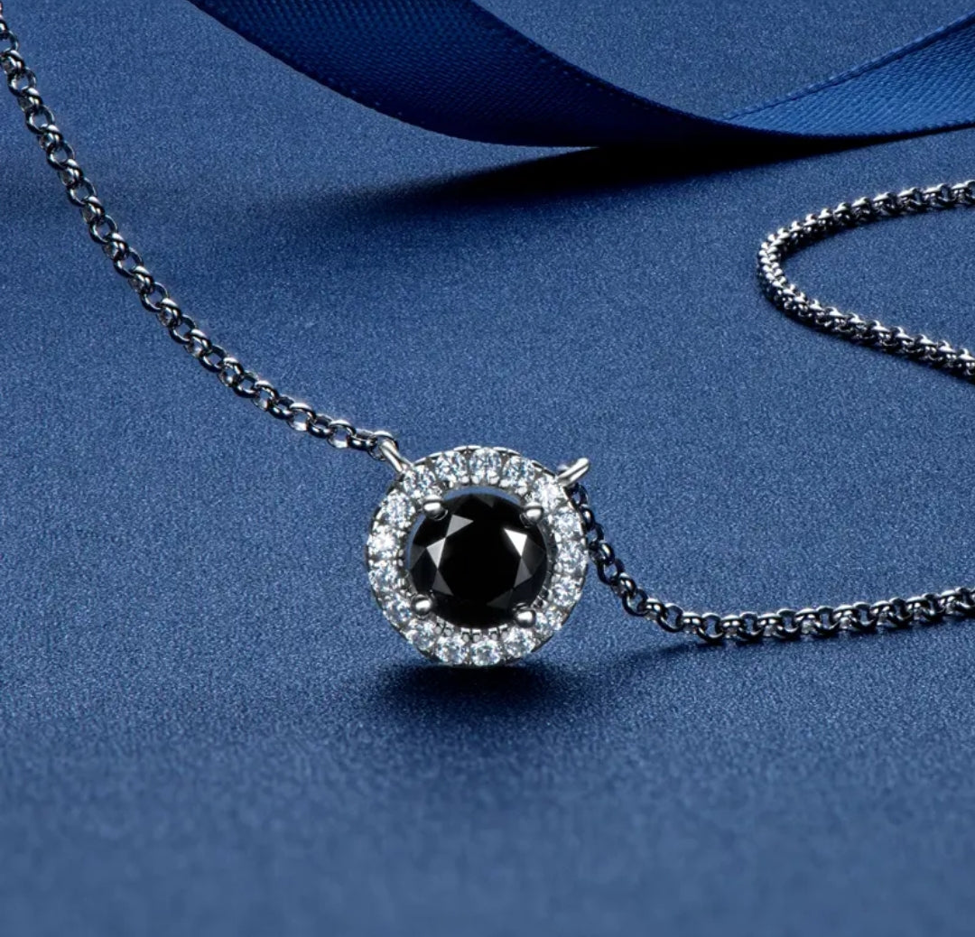 1ct black Moissanite pendant necklace