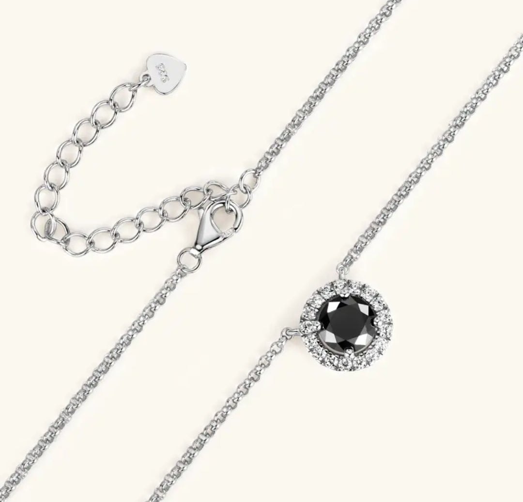 1ct black Moissanite pendant necklace