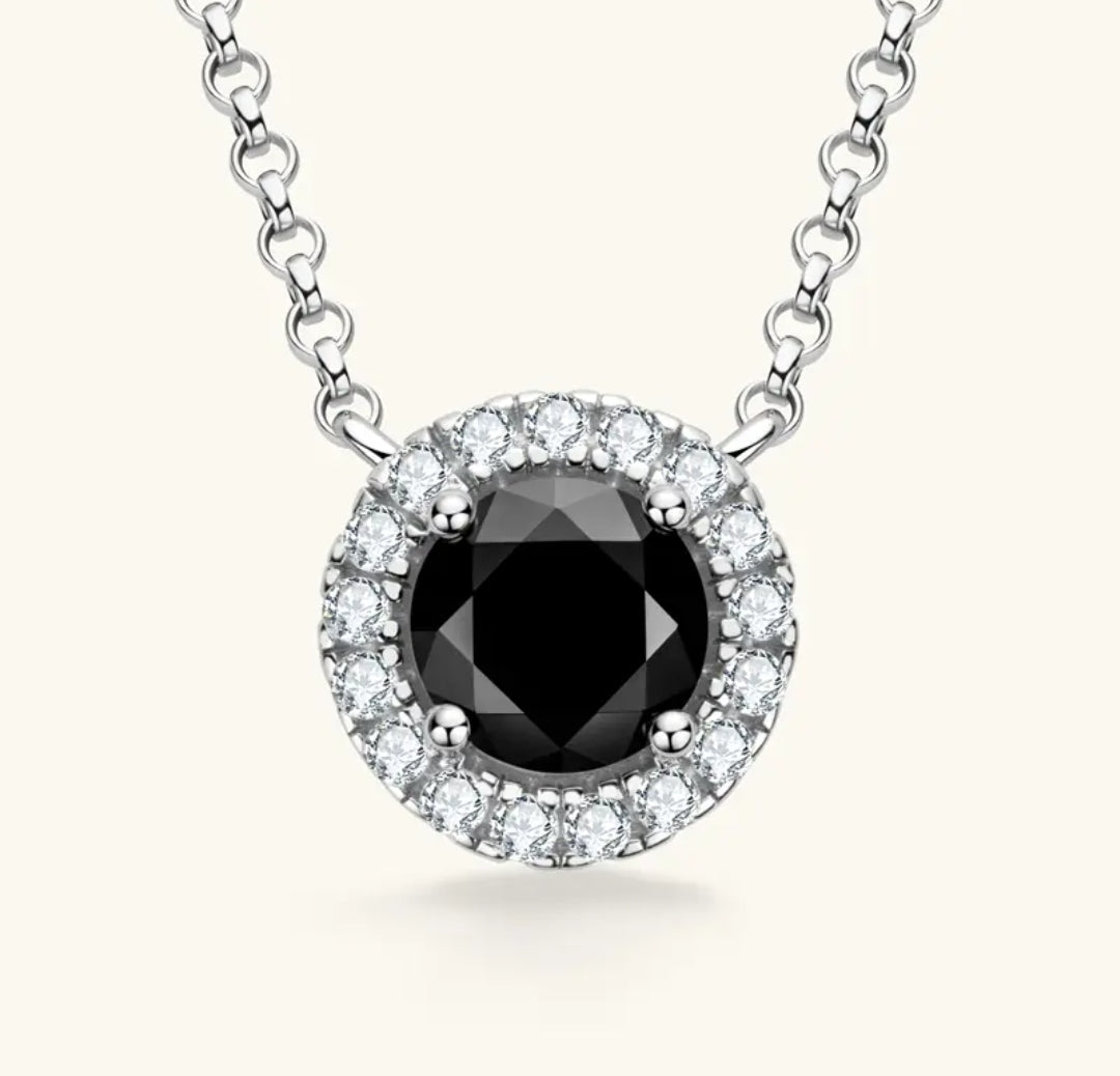 1ct black Moissanite pendant necklace