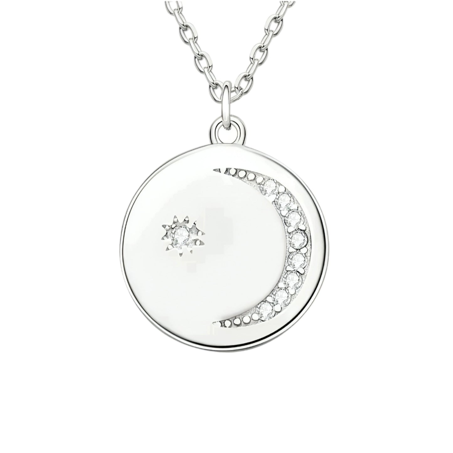 moon circle Moissanite pendant necklace