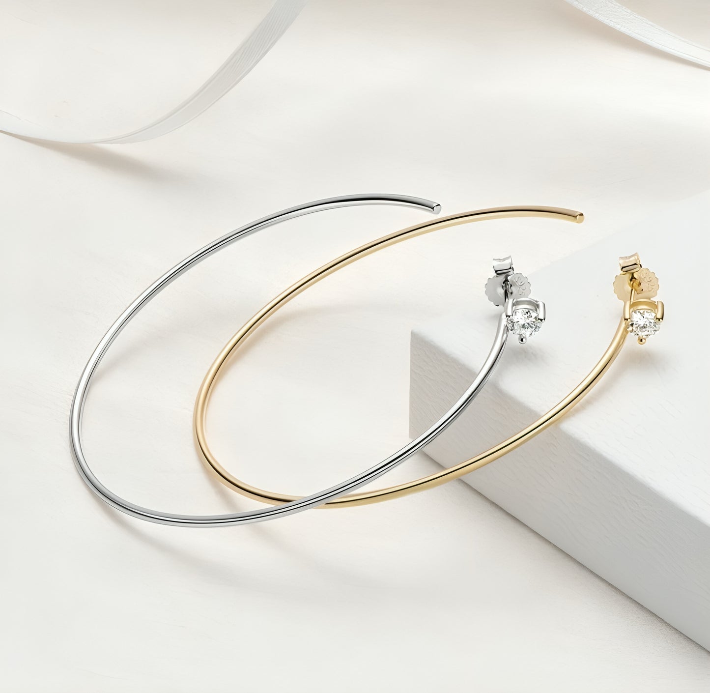 C shape hoop moissanite earrings