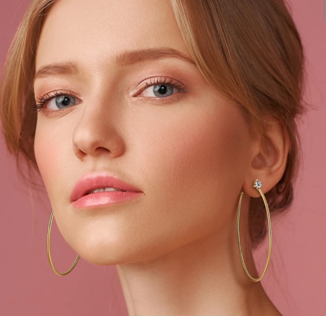 C shape hoop moissanite earrings