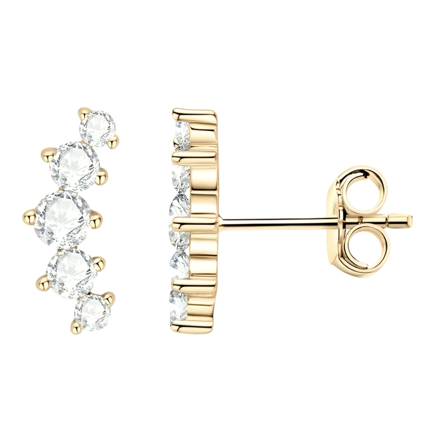 Curved climber moissanite earrings