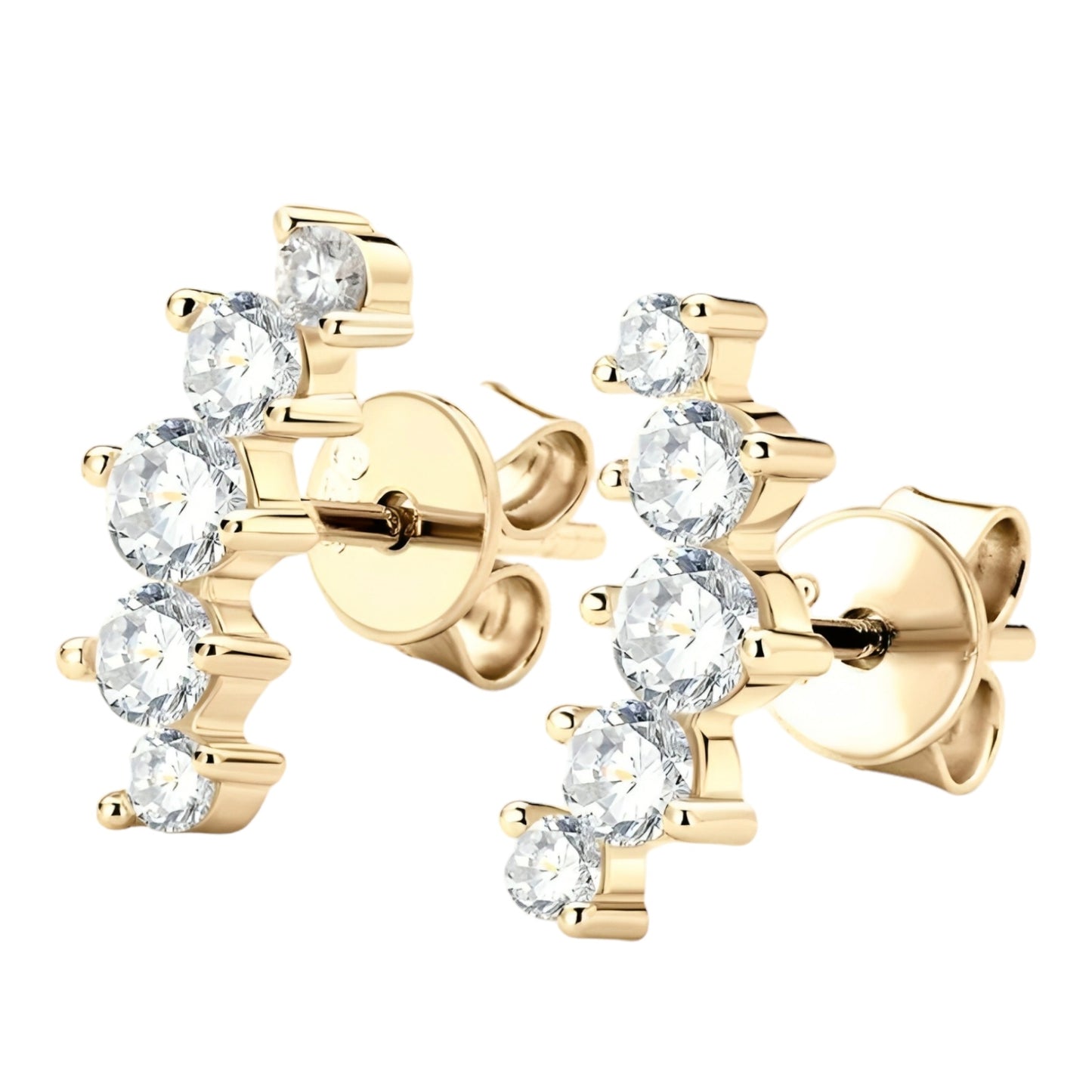 Curved climber moissanite earrings