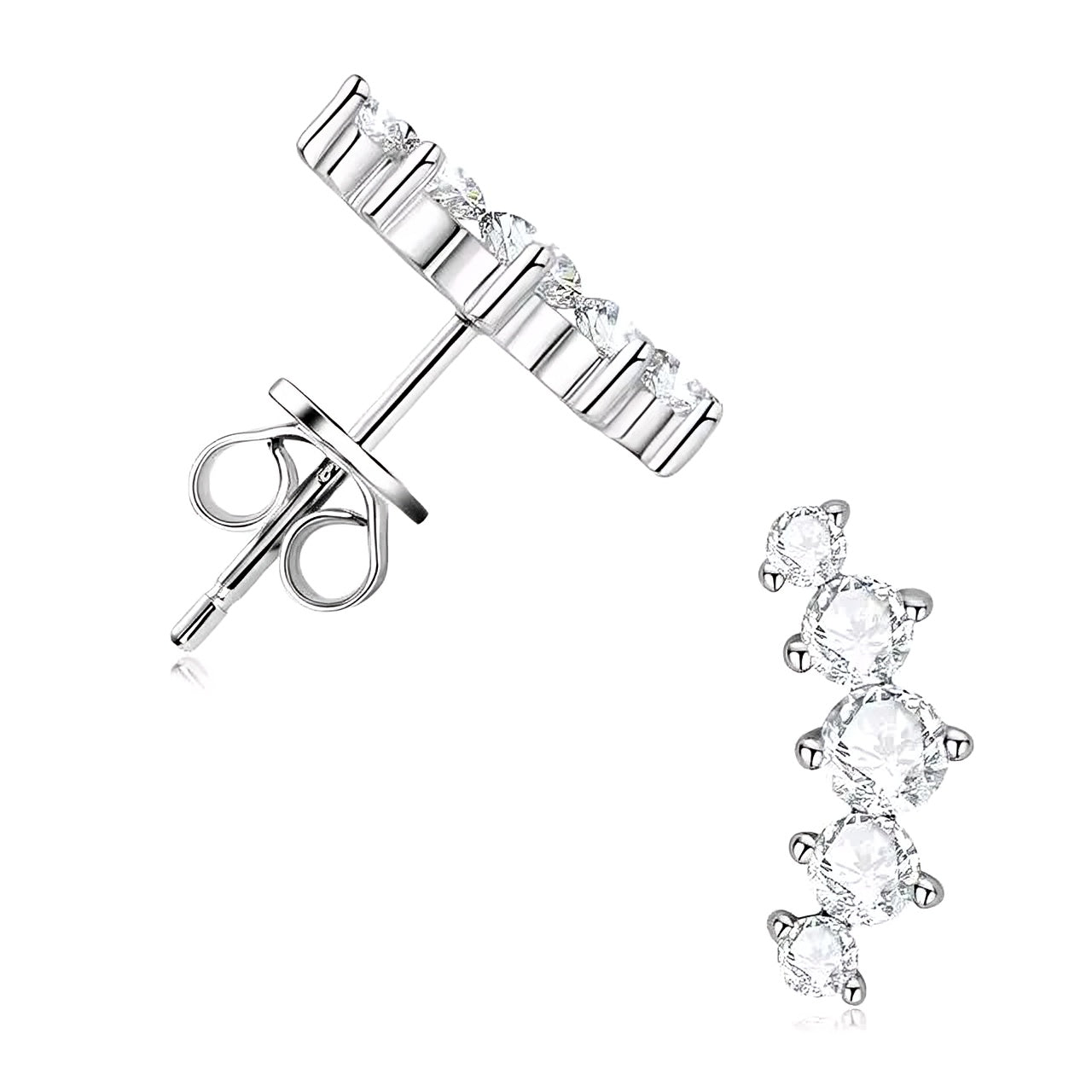 Curved climber moissanite earrings