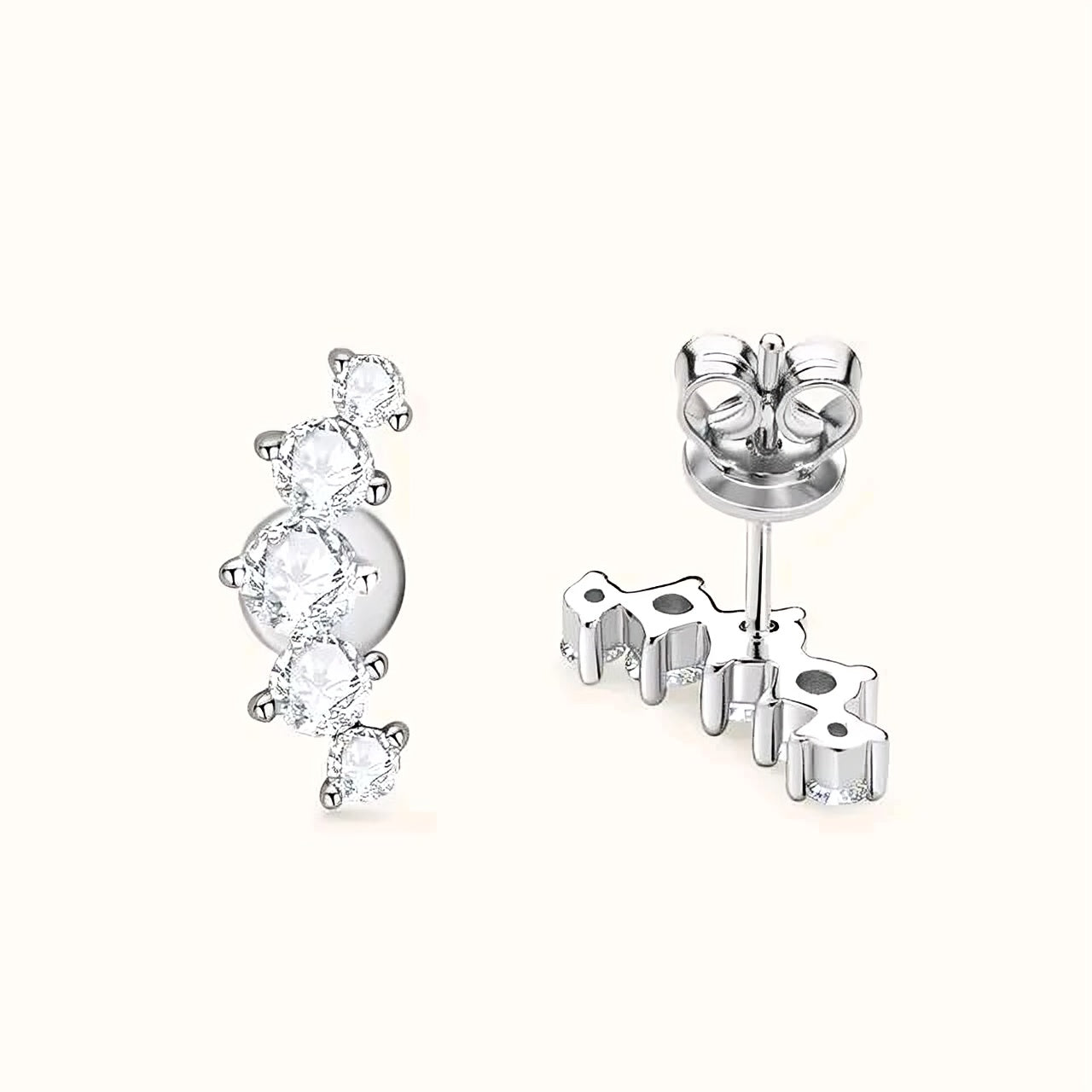 Curved climber moissanite earrings