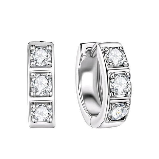 Hoop huggie moissanite earrings