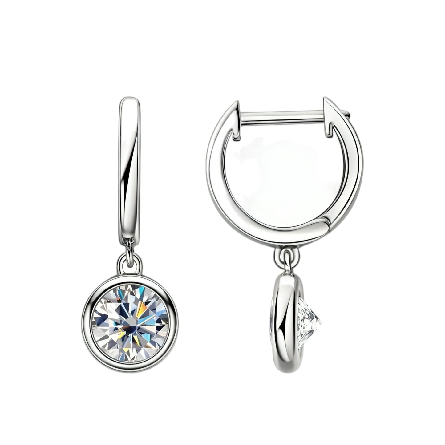 Hoop drop moissanite earrings