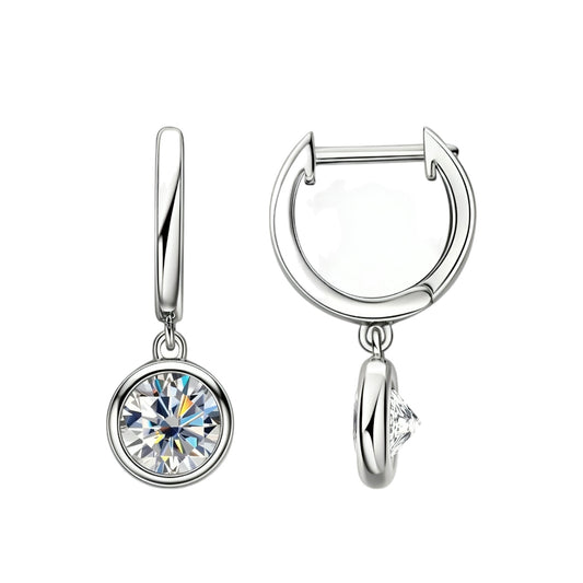 Hoop drop moissanite earrings