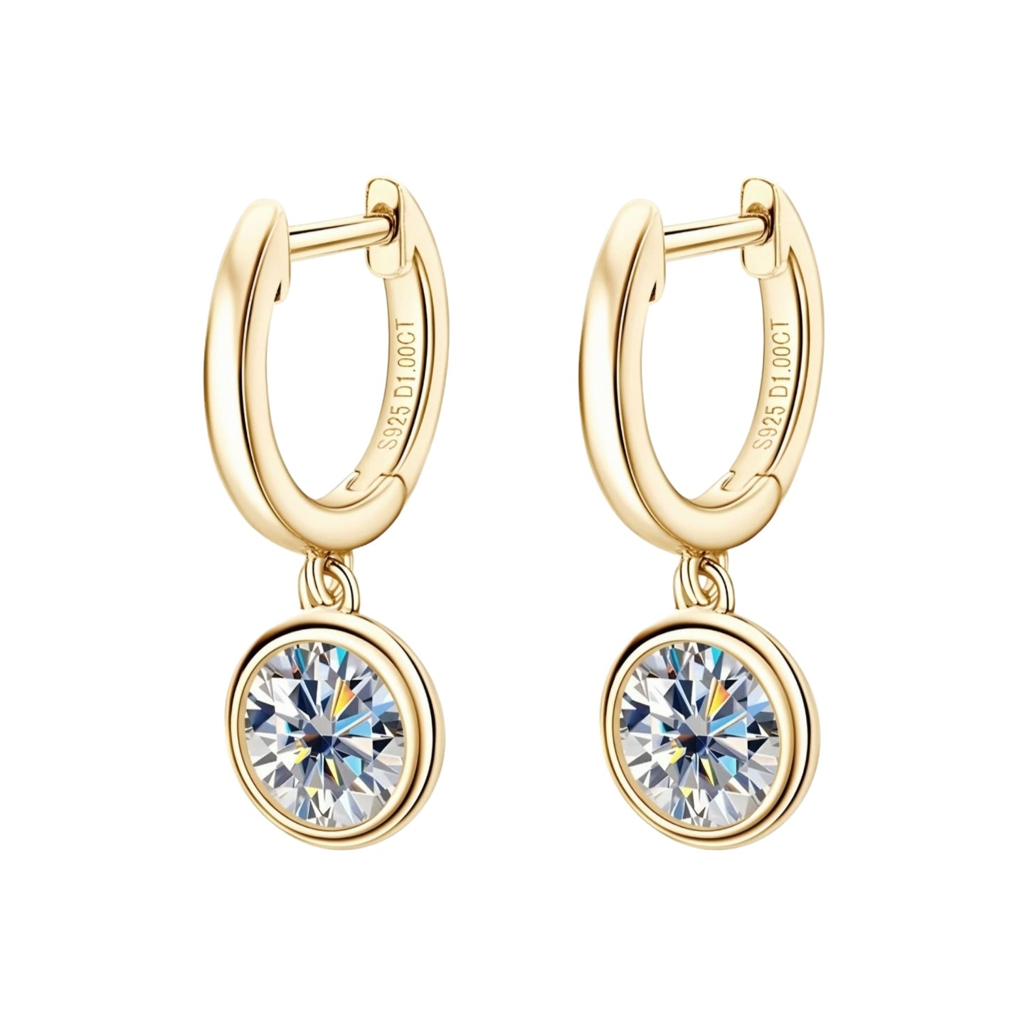Hoop drop moissanite earrings