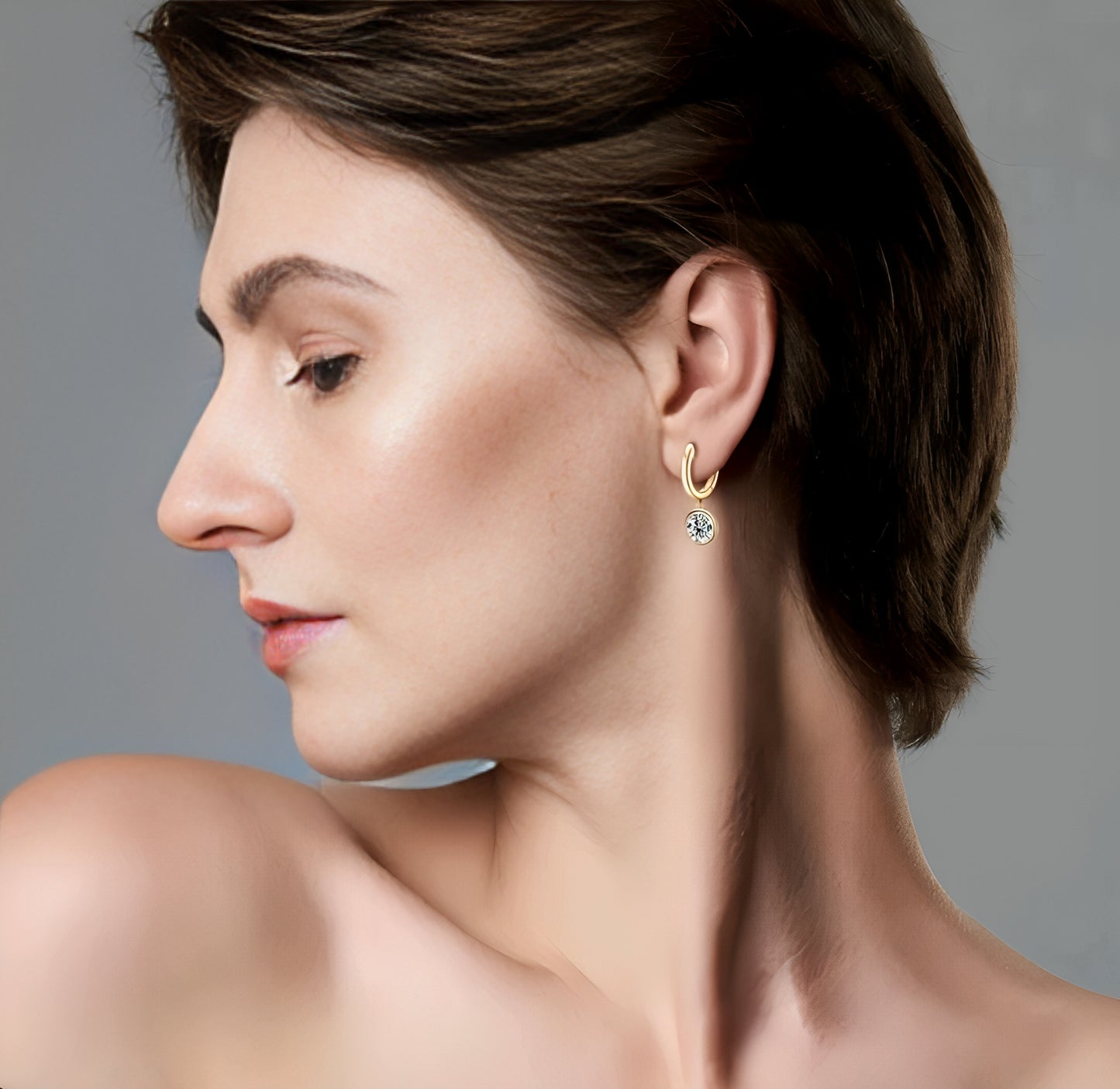 Hoop drop moissanite earrings