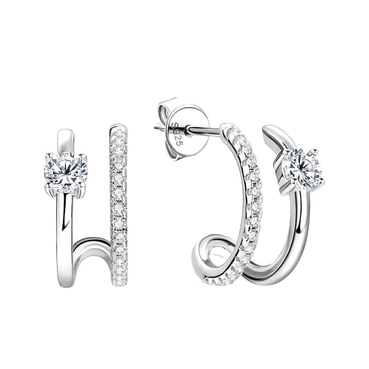 Half hoop moissanite earrings