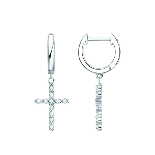 Unique cross shape moissanite earrings