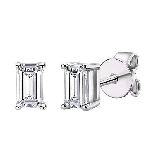 Emerald shape moissanite earrings