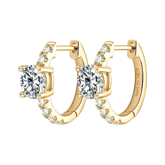 Earrings, real 6.5mm 1ct 2pcs and 2mm small moissanite stones, earrings pair, 925 sterling silver