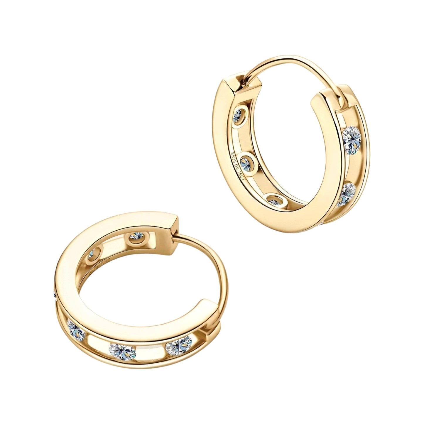 Earrings, real 2.5mm 12pcs moissanite stones, earrings pair, 925 sterling silver