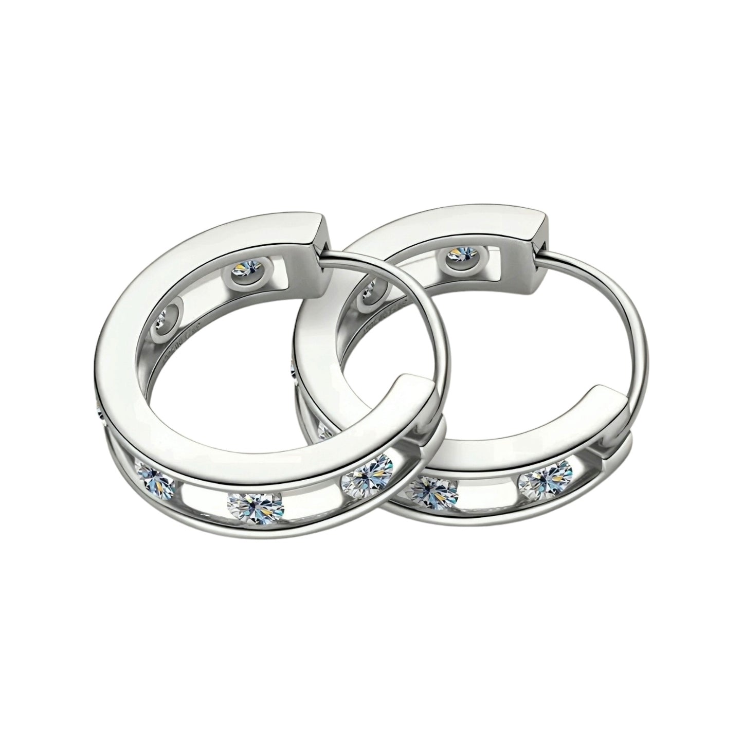 Earrings, real 2.5mm 12pcs moissanite stones, earrings pair, 925 sterling silver
