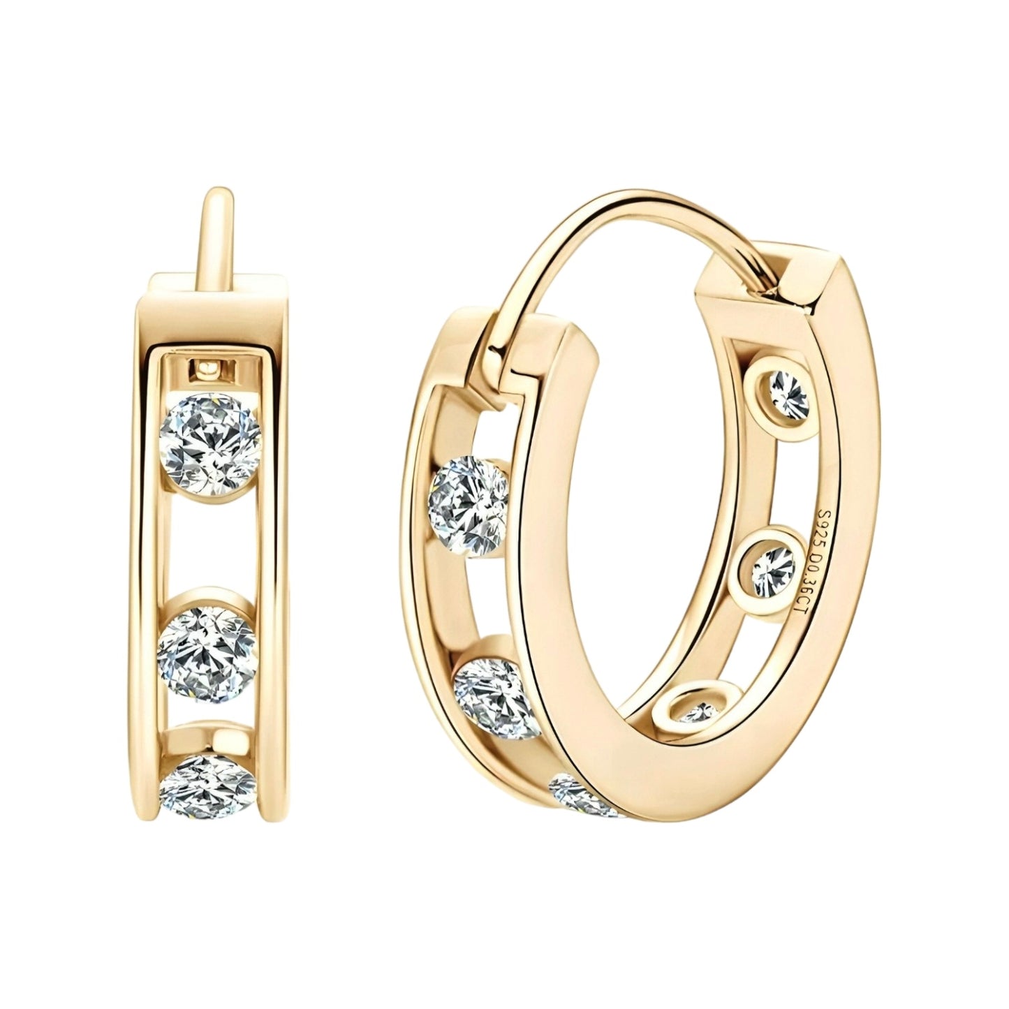 Earrings, real 2.5mm 12pcs moissanite stones, earrings pair, 925 sterling silver