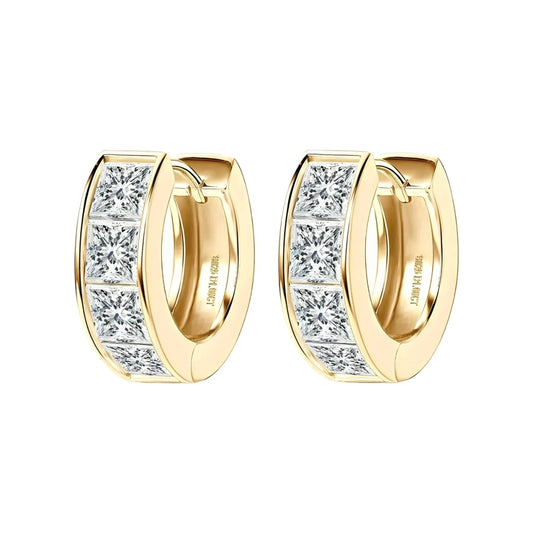 Earrings, real 0.4ct 8pcs moissanite stones, earrings pair, 925 sterling silver