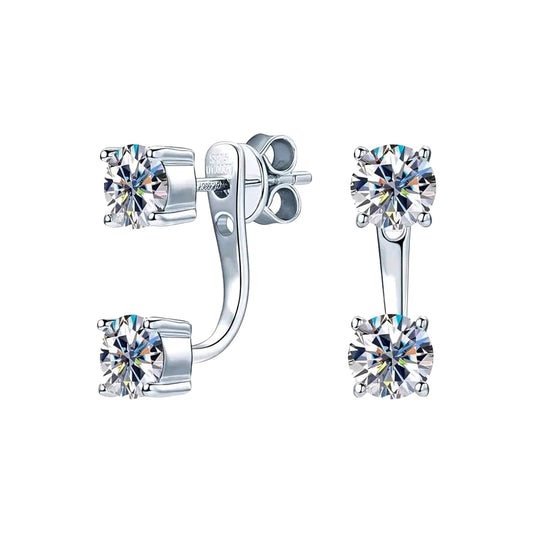 Earrings, real 5mm 0.5ct 4pcs moissanite stones, 925 sterling silver