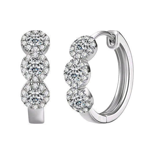 Earrings, real 3mm*6pcs moissanite stones, 925 sterling silver