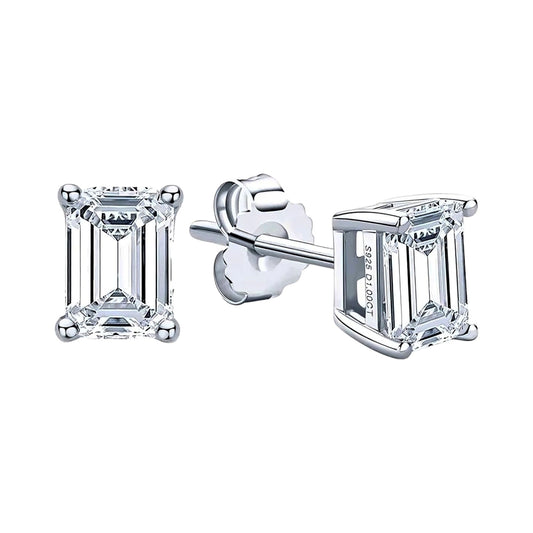 Emerald cut moissanite earrings
