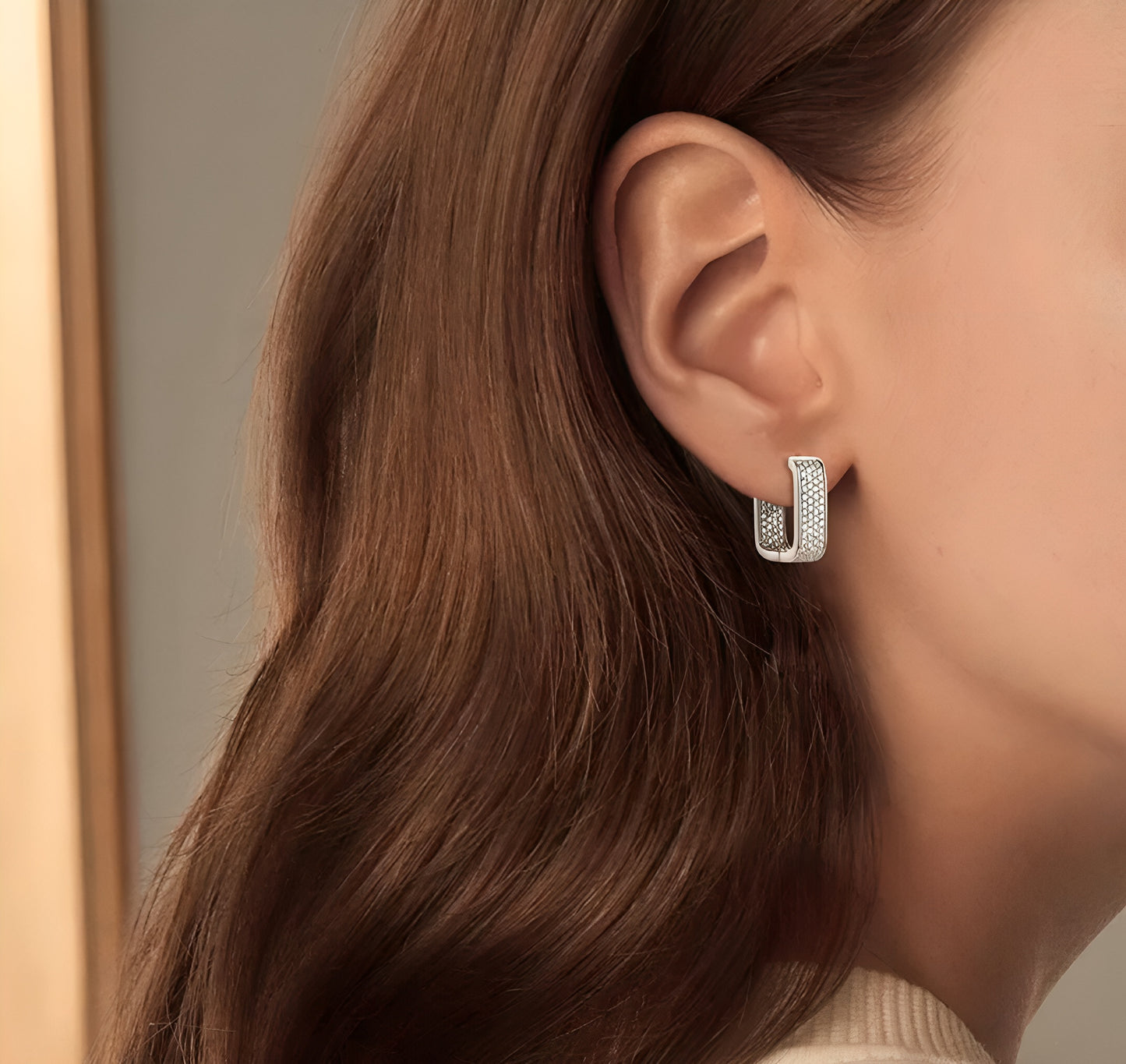Moissanite earrings in geometric shape