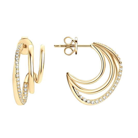 C shape earrings with moissanite stones
