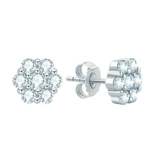 Flower shape earrings with moissanite stones