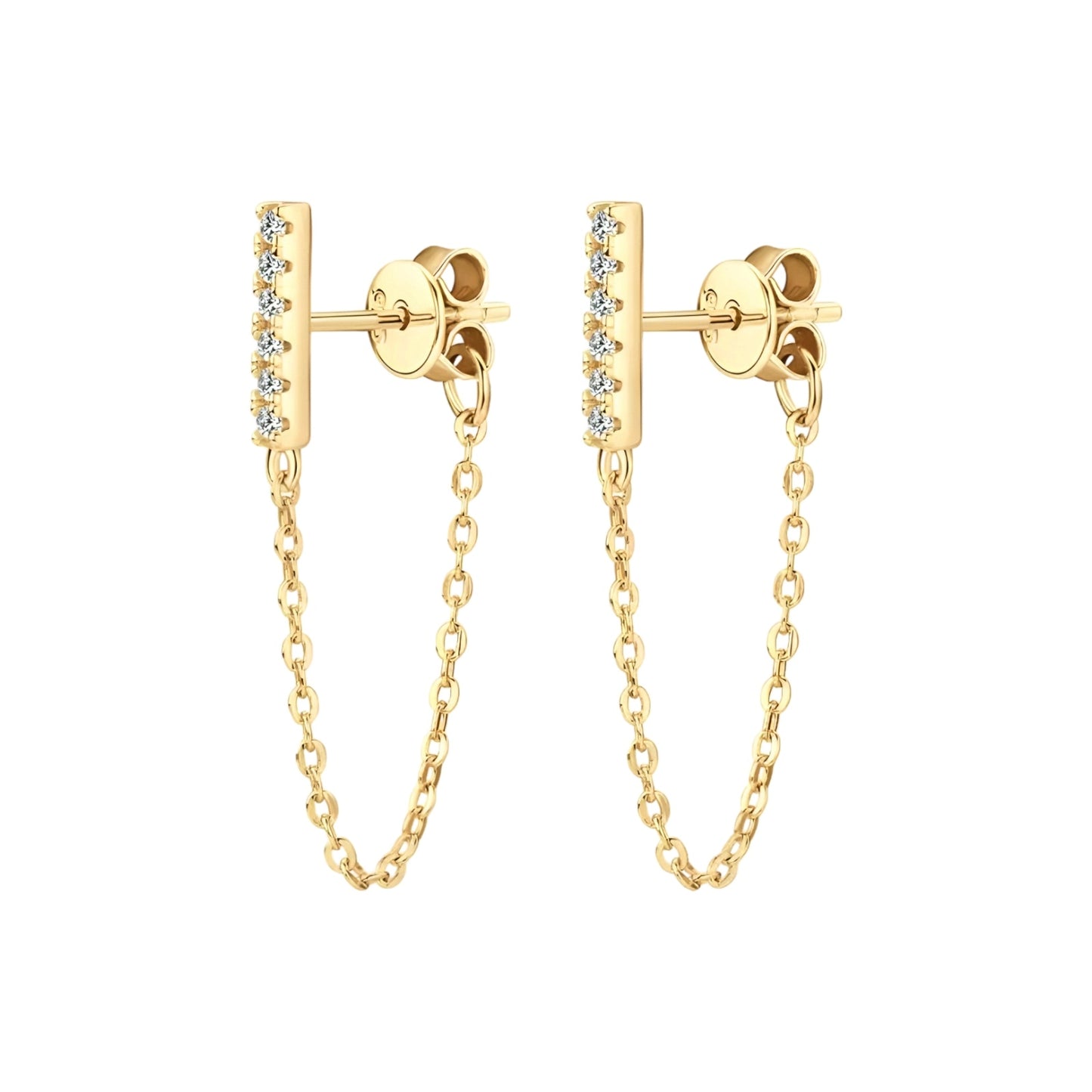 Bar chain moissanite earrings