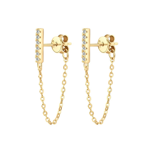 Bar chain moissanite earrings
