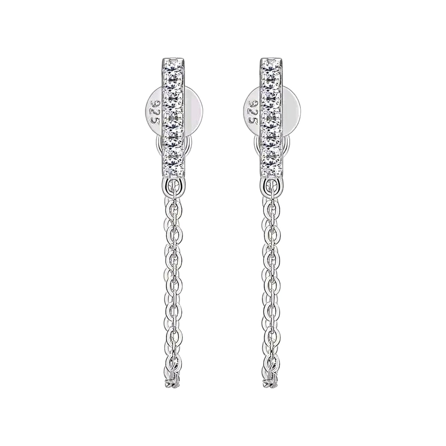 Bar chain moissanite earrings