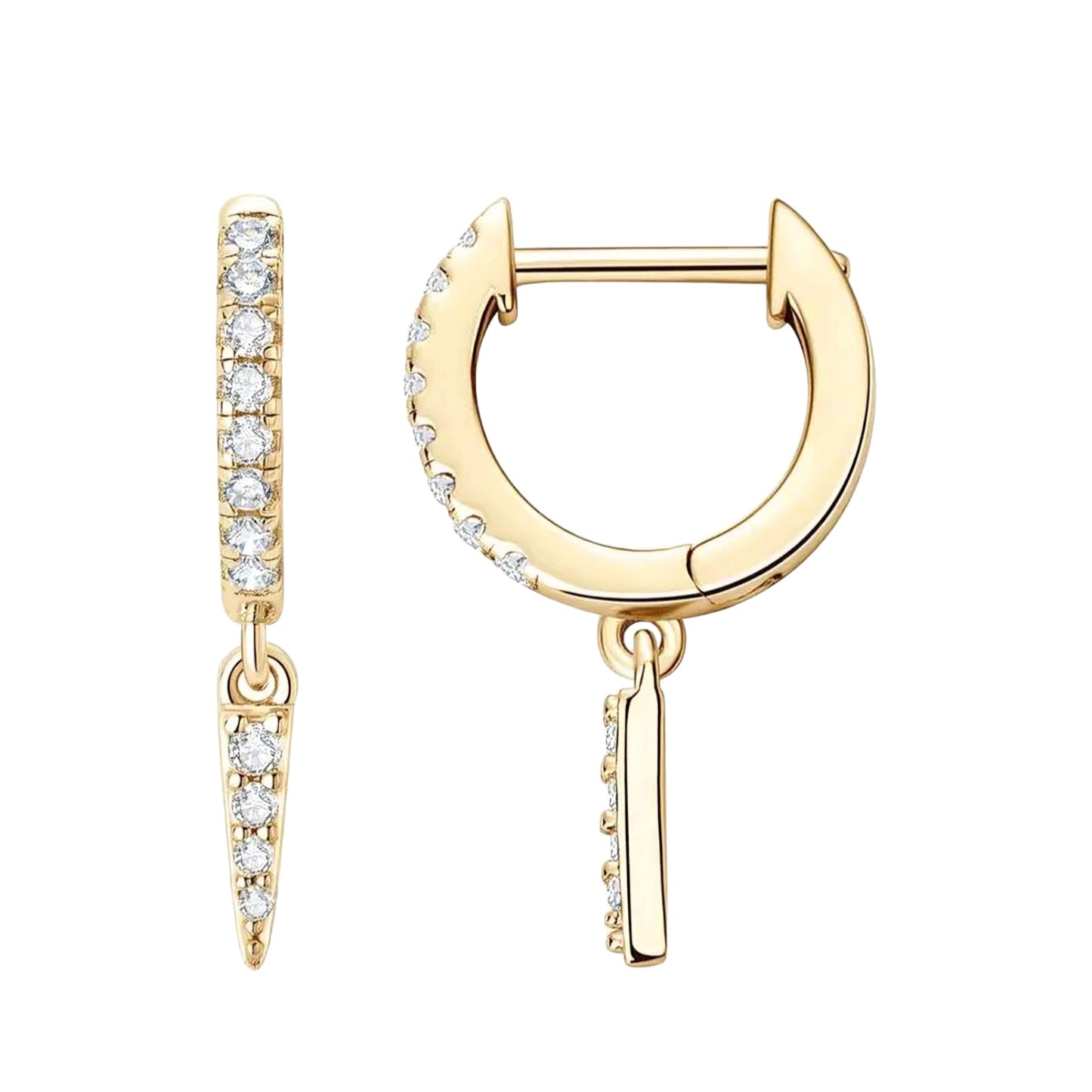 Drop hoop moissanite earrings