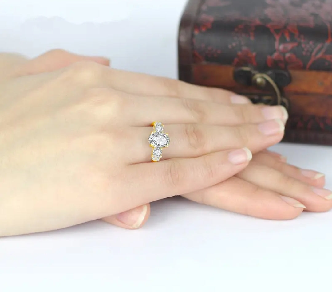 10k real yellow gold ring with 2ct moissanite