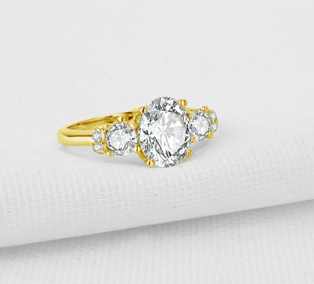 10k real yellow gold ring with 2ct moissanite