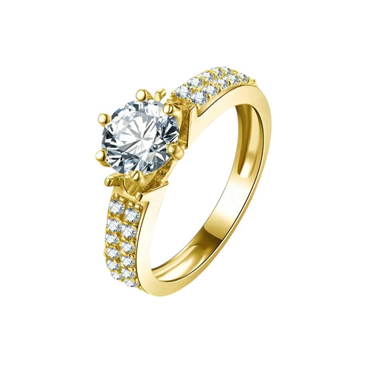 10k real yellow gold ring with 7mm moissanite