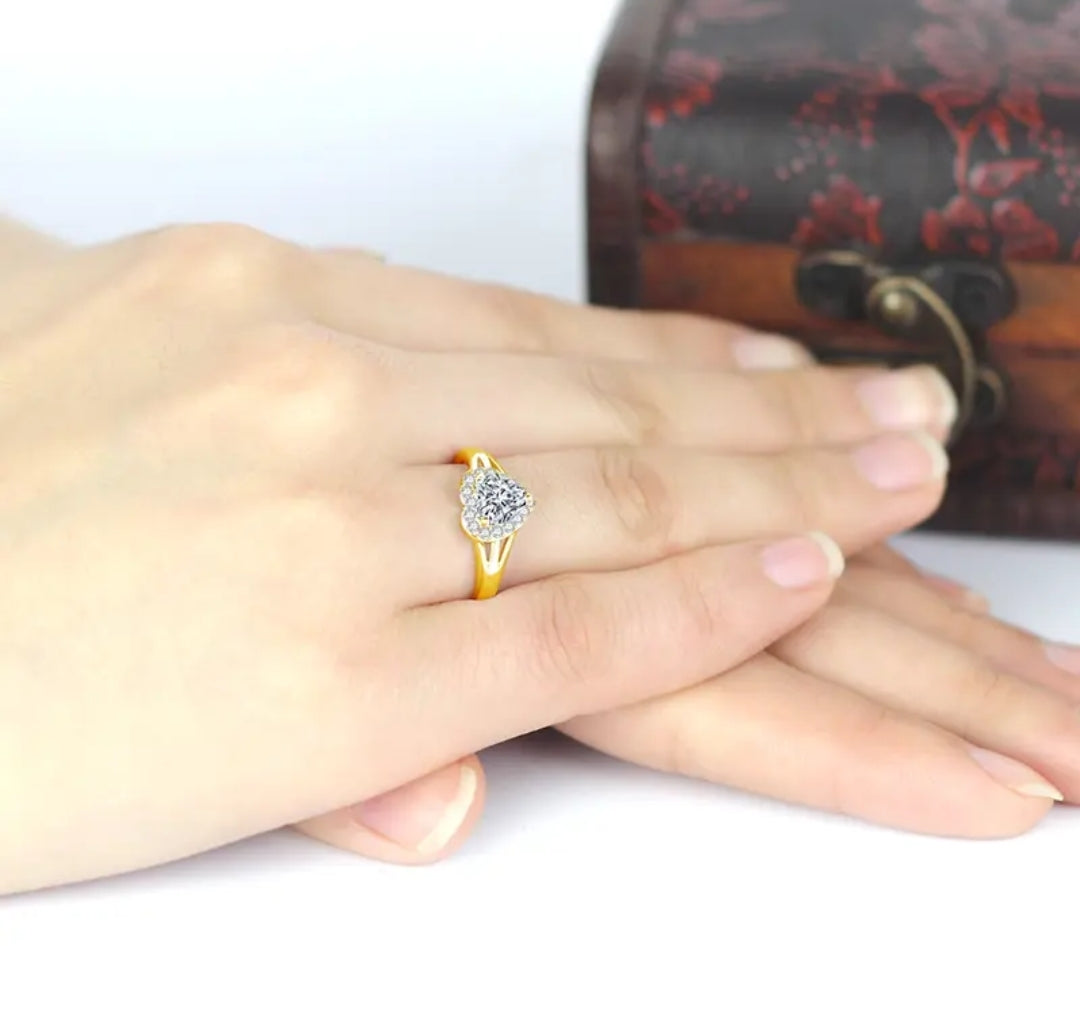 10k real gold ring with 6*6mm moissanite