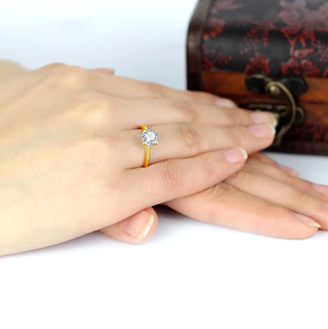 10k solid gold ring with 7mm moissanite