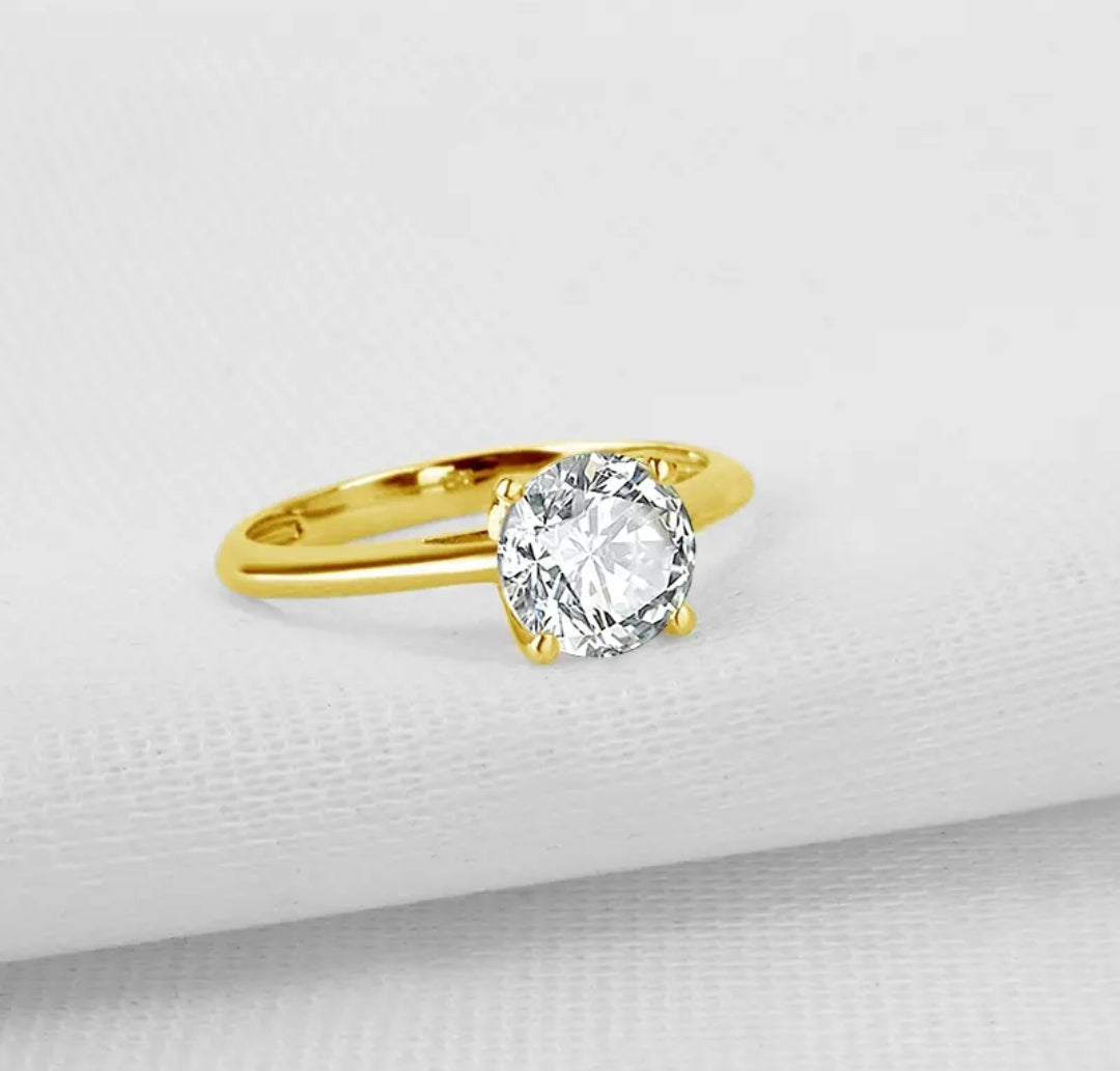 10k solid gold ring with 7mm moissanite
