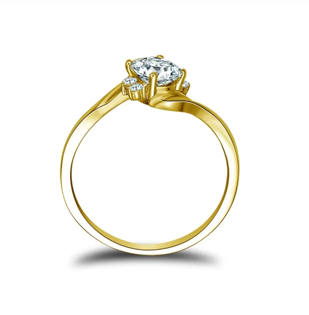 10k solid gold ring with 0.5ct sparkling moissanite