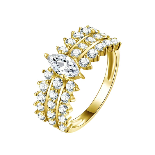 10k solid gold ring with 0.5ct leaf shape moissanite