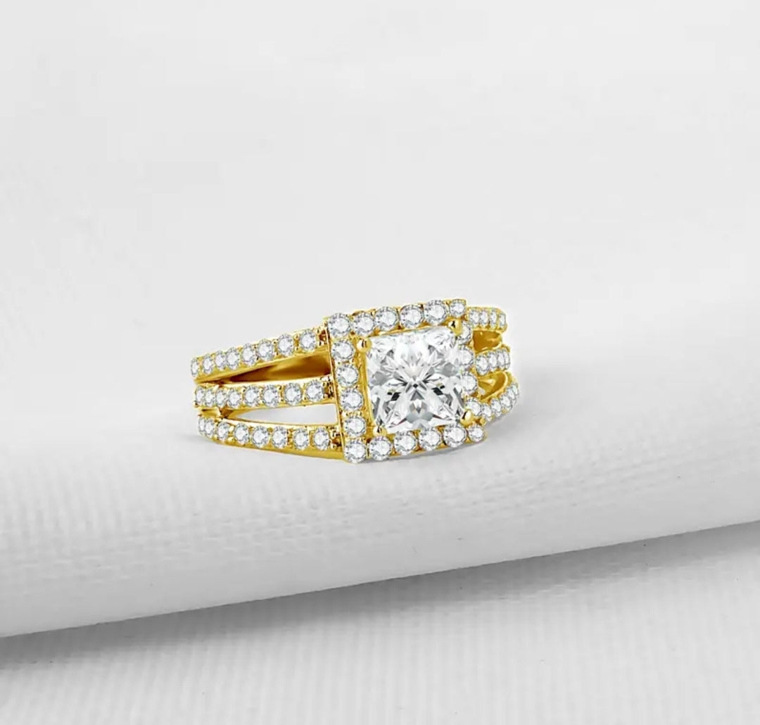 Princess cut 1.2ct moissanite gold ring