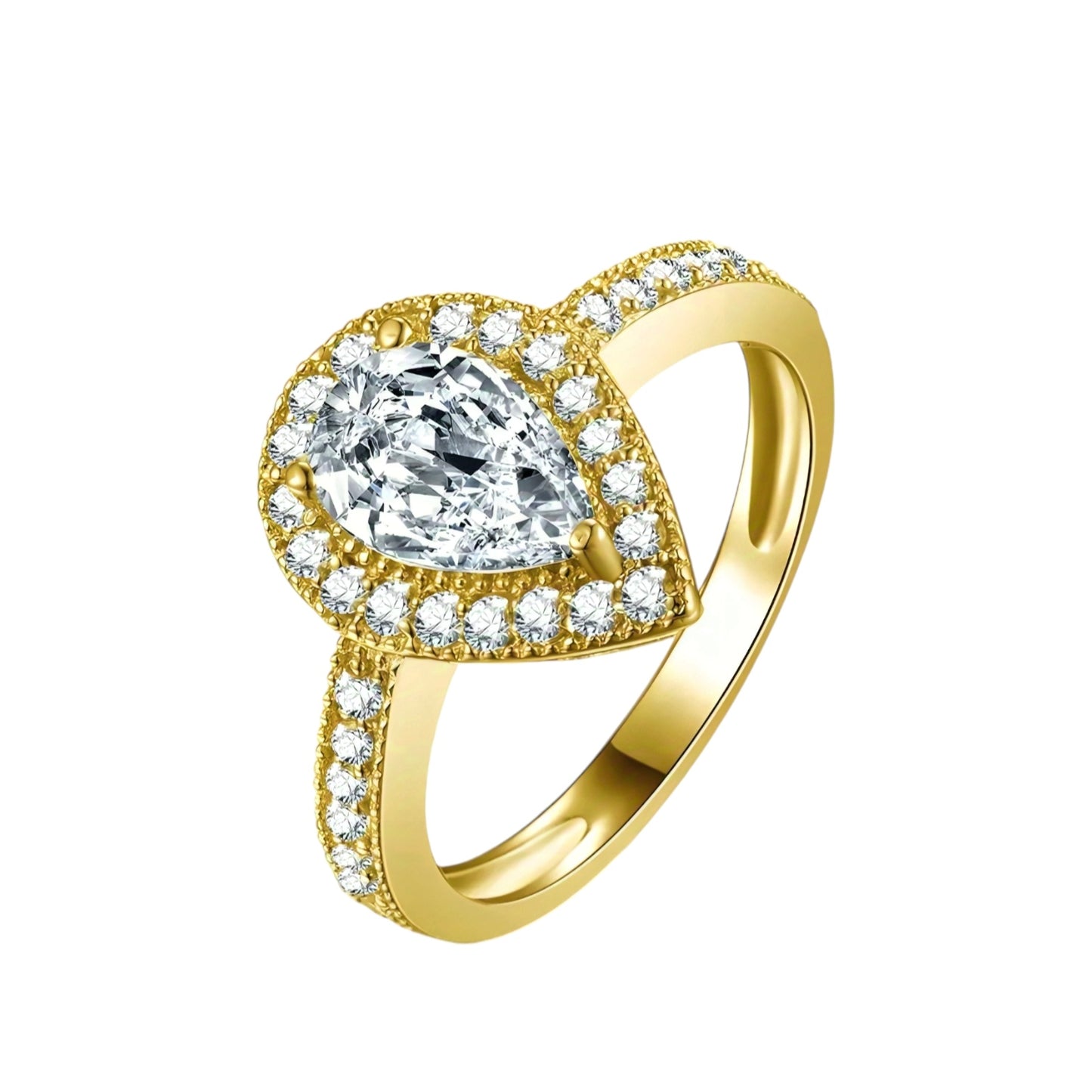 1.5ct leaf shape moissanite gold ring