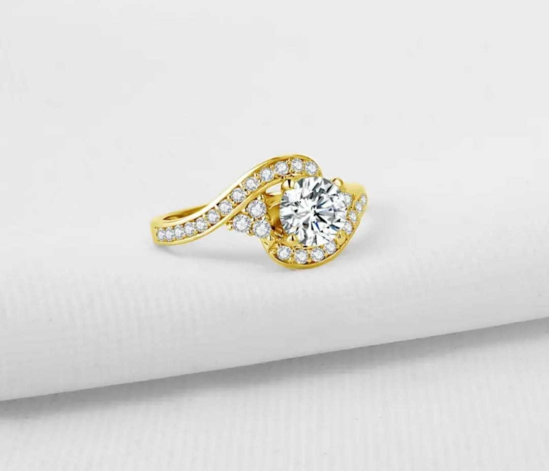 6mm twisted moissanite gold ring