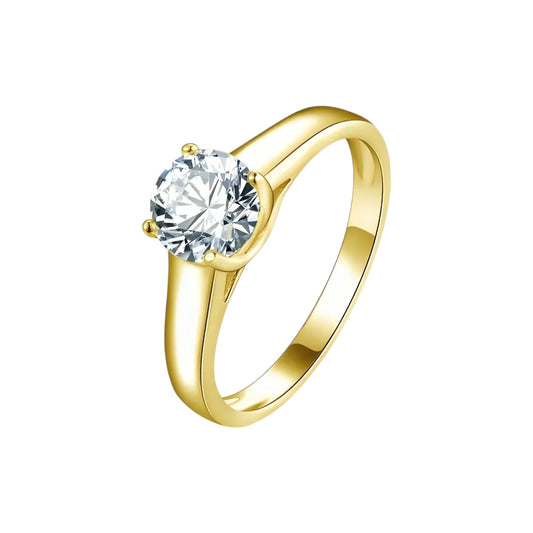 10k gold ring with 1ct round cut moissanite