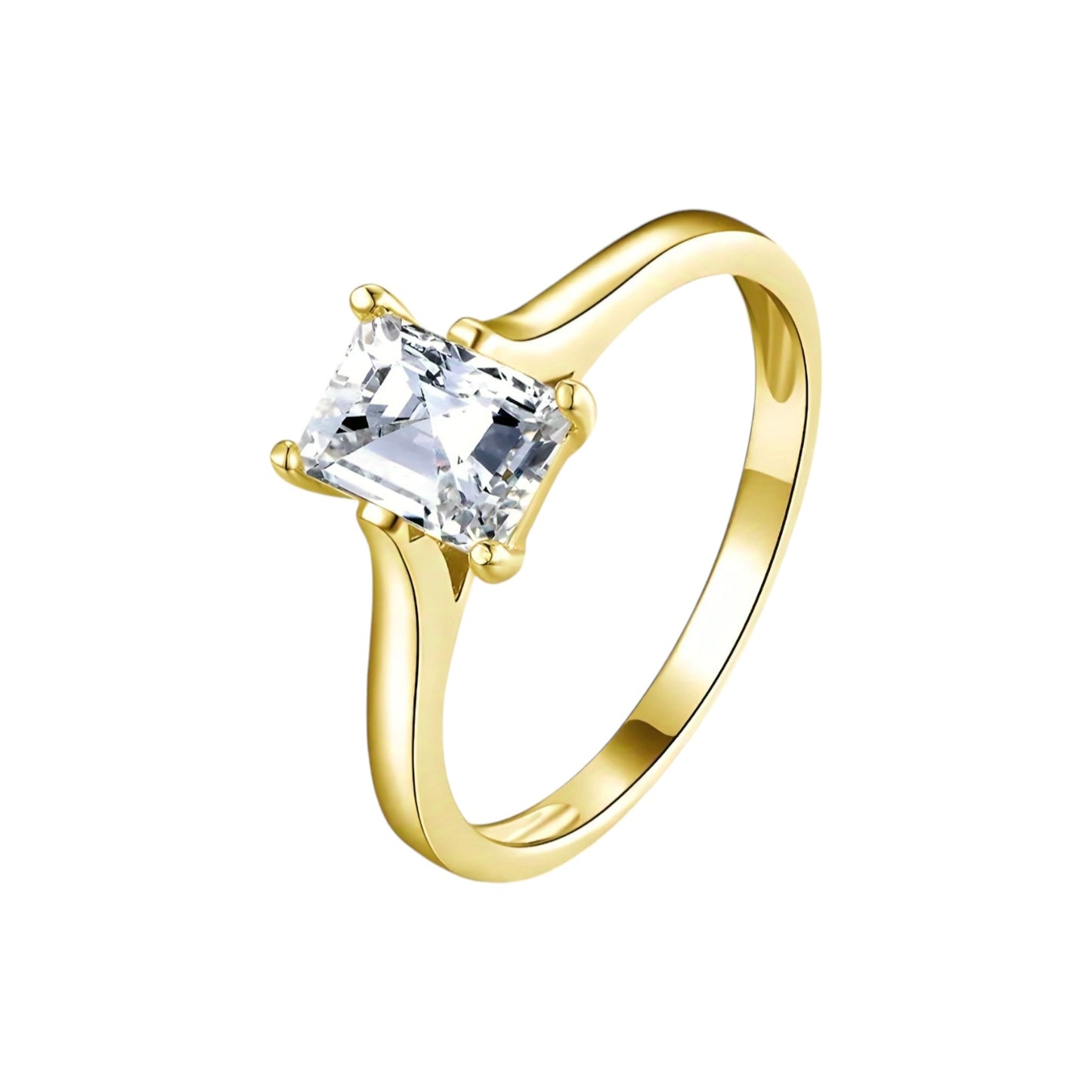 10k gold ring with 1ct radiant cut moissanite